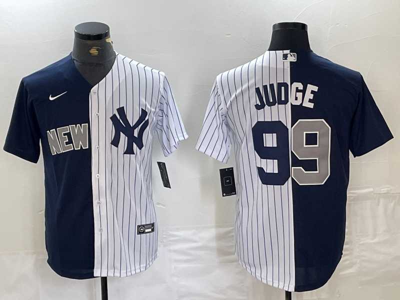 Men's New York Yankees #99 Aaron Judge Navy White Split Stitched Baseball Jersey Dzhi,We sell and wholesale Men's New York Yankees #99 Aaron Judge Navy White Split Stitched Baseball Jersey Dzhi on line form chian!